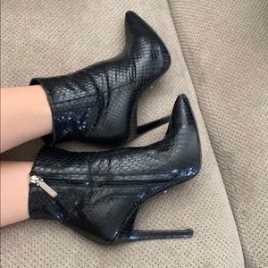 Roberto Cavalli black Snake Skin booties size 37.5